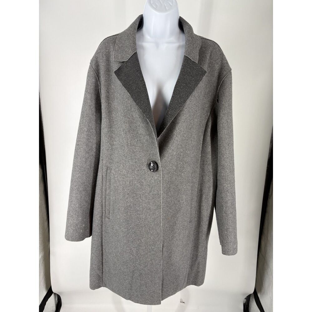 Sam Edelman Gray Wool Blend Coat | Minimalist Single-Button Overcoat